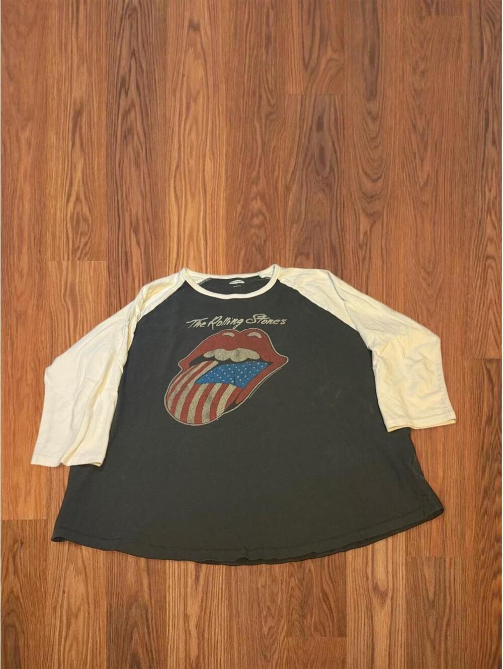 The Rolling Stones Old Navy Gray White Long Sleeve Graphic T-Shirt Size Large